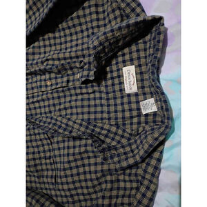 Denim Ridge Men's XLT Tall Blue Tan Plaid Long Sleeve Button Up Shirt